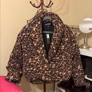 Steve Madden Women's Bold Animal Print Puffer Jacket